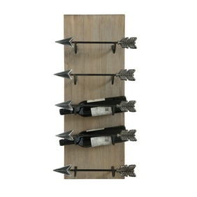 Zeckos Rustic Rooster Wall Mounted 4 Bottle Wine Rack